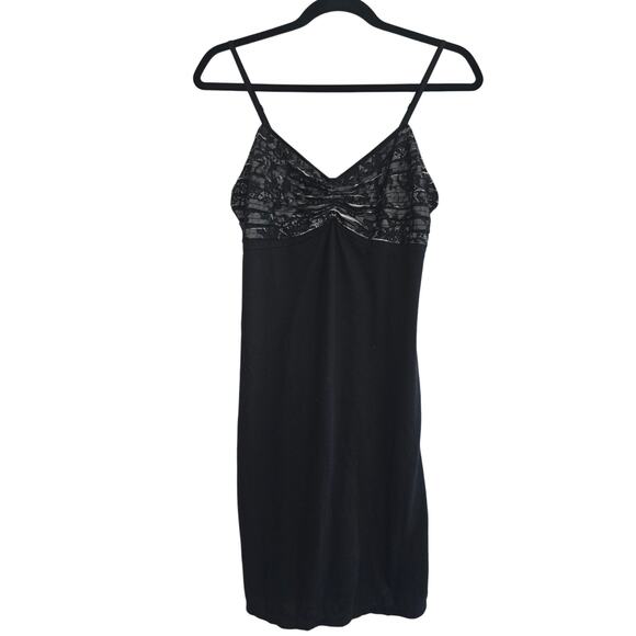 Natori Black Lace Babydoll Sleep Dress Sz M Adjustable Straps Soft Pleated Bust - Picture 1 of 5